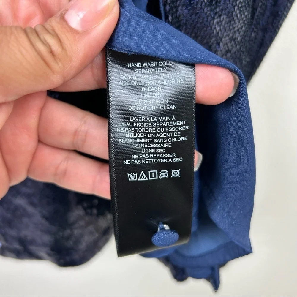 by Anthropologie Twist-Front Sequin Dress Navy Blue size: 8P - Picture 12 of 16